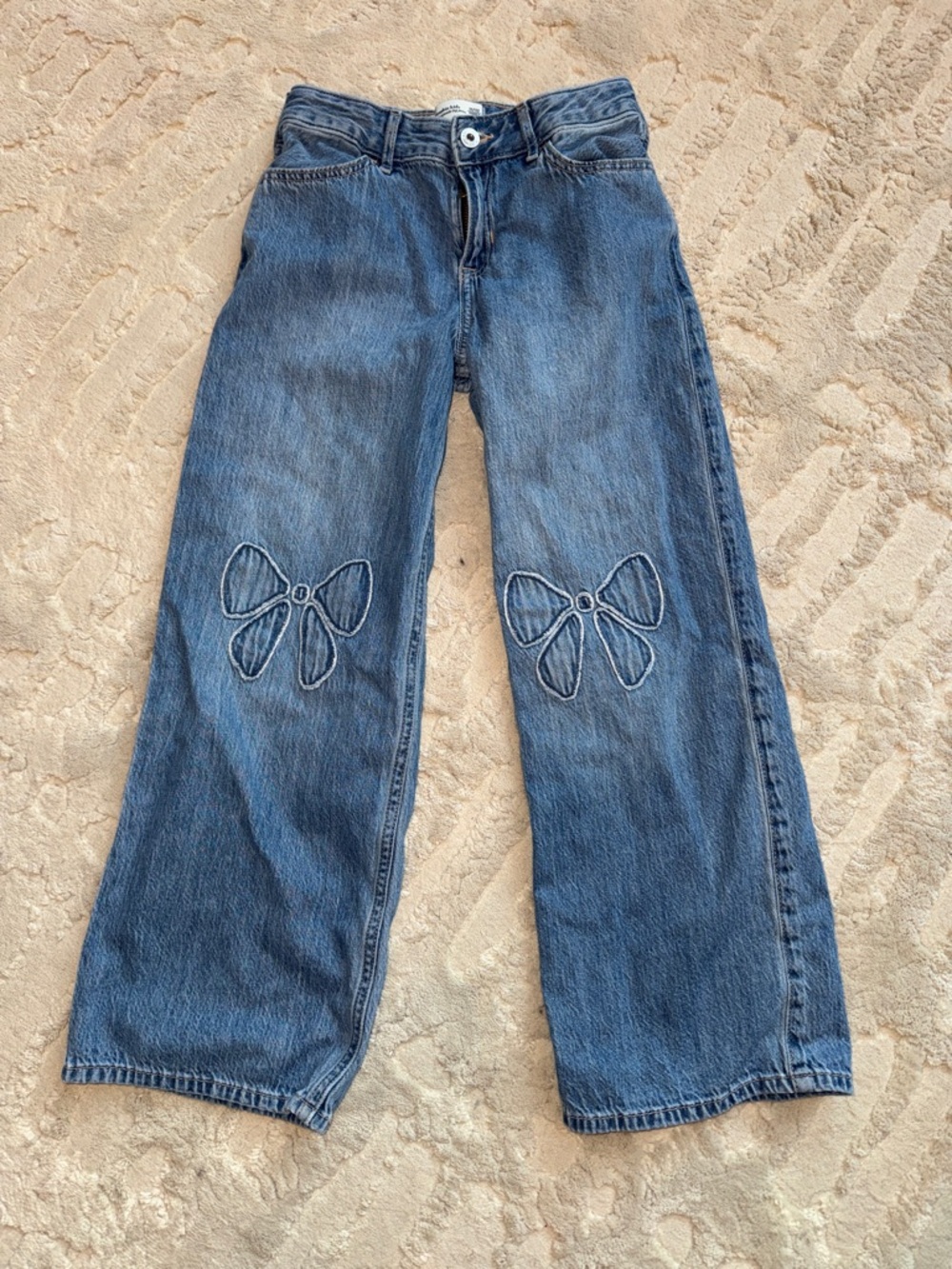 abercrombie kids high rise ultra wide leg  Jeans with Bow Stitching 11/12 short
